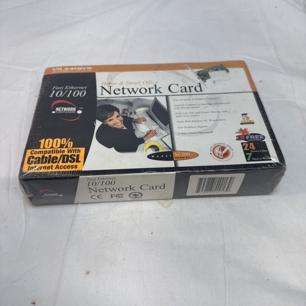 Linksys Network Card Model NC100 CAT 5 Cable/DSL Internet Compatible - NEW
